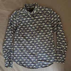 J.Crew Navy Shirt in Elephant Print